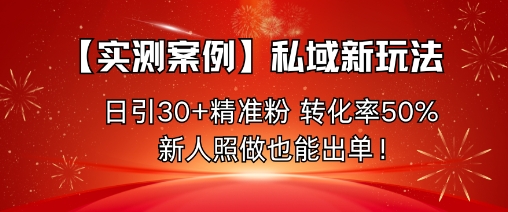 【实测案例】私域新玩法,日引30 精准粉,转化率50%,新人照做也能出单!-51云资源