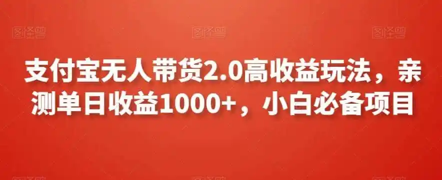 支付宝无人带货2.0高收益玩法，亲测单日收益1000 ，小白必备项目【揭秘】-51云资源
