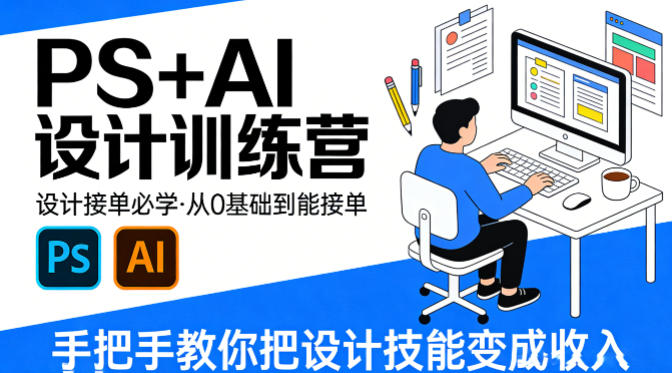 设计接单必学,PS AI设计训练营,从0基础到能接单,手把手教你把设计技能变成收入