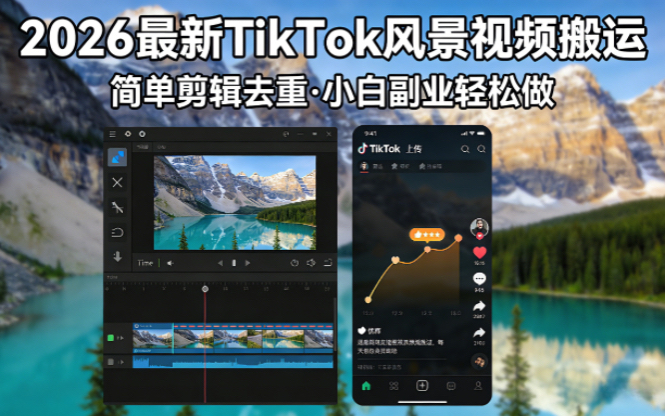 2026最新TikTok风景视频搬运简单剪辑去重小白副业月入 8000-51云资源