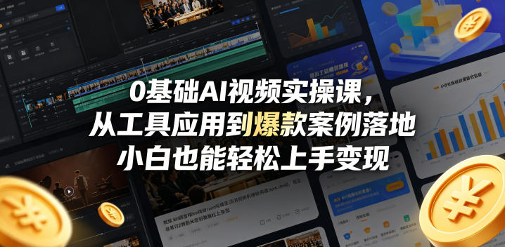 0基础AI视频实操课，从工具应用到爆款案例落地，小白也能轻松上手变现-51云资源