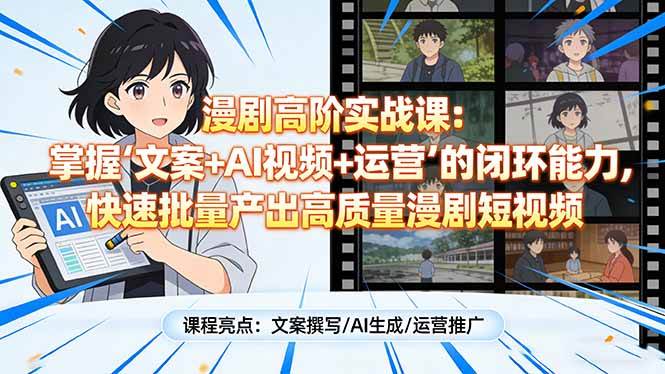 (17461期)漫剧高阶实战课:掌握“文案 AI视频 运营”的闭环能力,快速批量产出高质量漫剧短视频