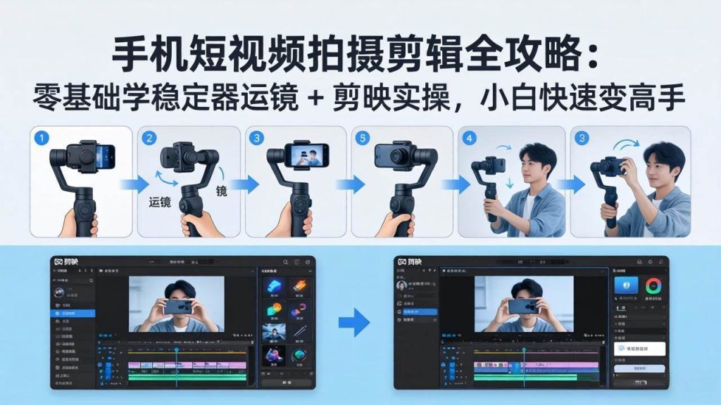 （18003期）手机短视频拍摄剪辑全攻略：零基础学稳定器运镜   剪映实操，小白快速变高手-51云资源