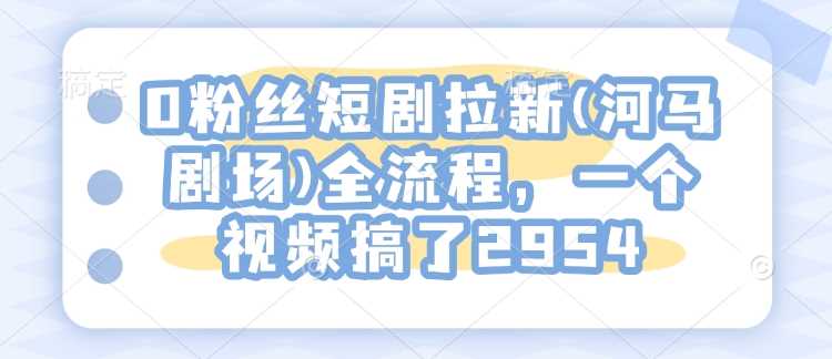 0粉丝短剧拉新(河马剧场)全流程,一个视频搞了2954-51云资源