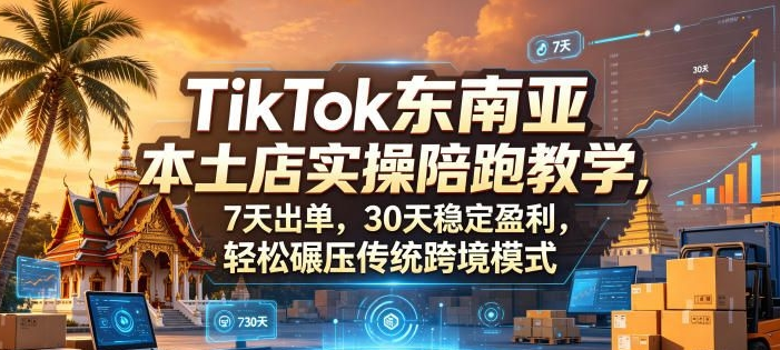 TikTok东南亚本土店实操陪跑教学,7天出单,30天稳定盈利,轻松碾压传统跨境模式