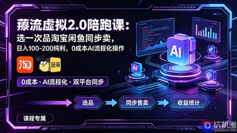 薅流虚拟2.0陪跑课：选一次品淘宝闲鱼同步卖，日入100-200纯利，0成本AI流程化操作-51云资源