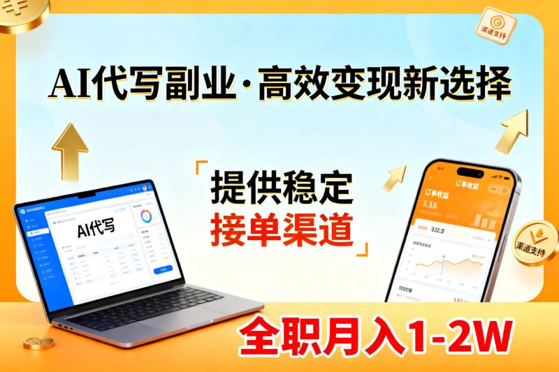 AI代写副业,高效变现,提供渠道,永不失业副业兼职 全职月入1-2W【SOP手册】-51云资源