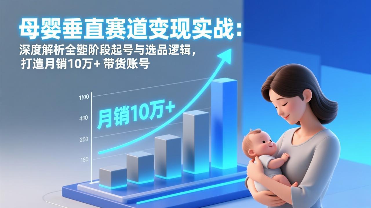 母婴垂直赛道变现实战：深度解析三大阶段起号与选品逻辑，打造月销10万 带货账号