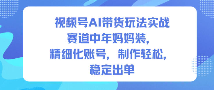 视频号AI带货玩法实战，赛道中年妈妈装，精细化账号，制作轻松，稳定出单-51云资源