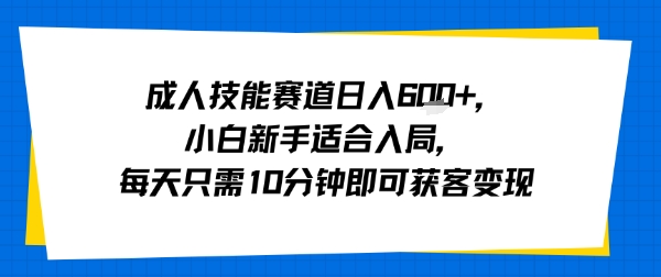 成人技能赛道日入多张，小白新手适合入局，每天只需10分钟即可获客变现-51云资源