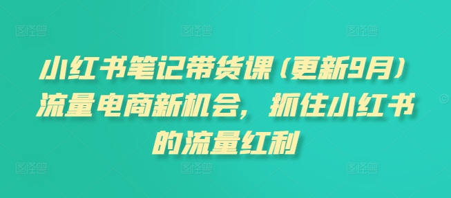小红书笔记带货课(更新25年6月)流量电商新机会，抓住小红书的流量红利-51云资源