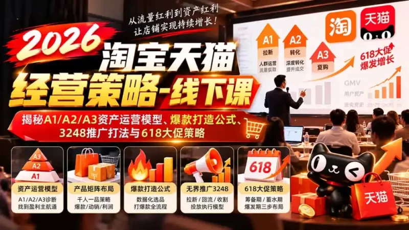 2026淘宝天猫经营策略-线下课-更新1019:揭秘A1/A2/A3资产运营模型、爆款打造公式、3248推广打法与618大促策略-51云资源