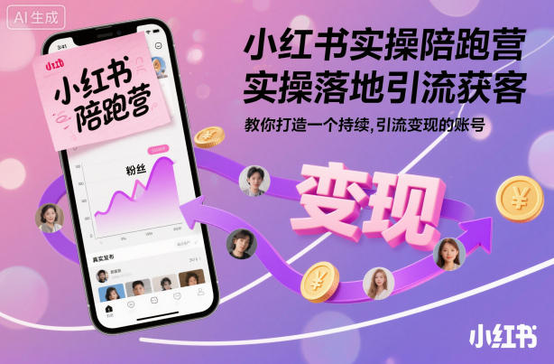 小红书实操陪跑营，实操落地引流获客，教你打造一个持续引流变现的账号-51云资源