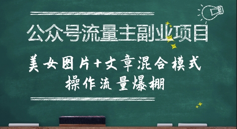 公众号流量主副业项目，美女图片 文章混合模式操作流量爆棚-51云资源