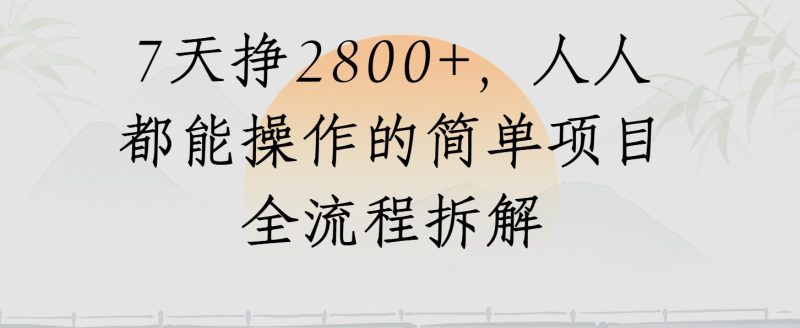 视频号7天挣2800 ，人人都能操作的简单项目全流程拆解-51云资源