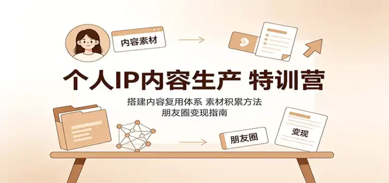 个人IP内容生产特训营:搭建内容复用体系,素材积累方法,朋友圈变现指南-51云资源