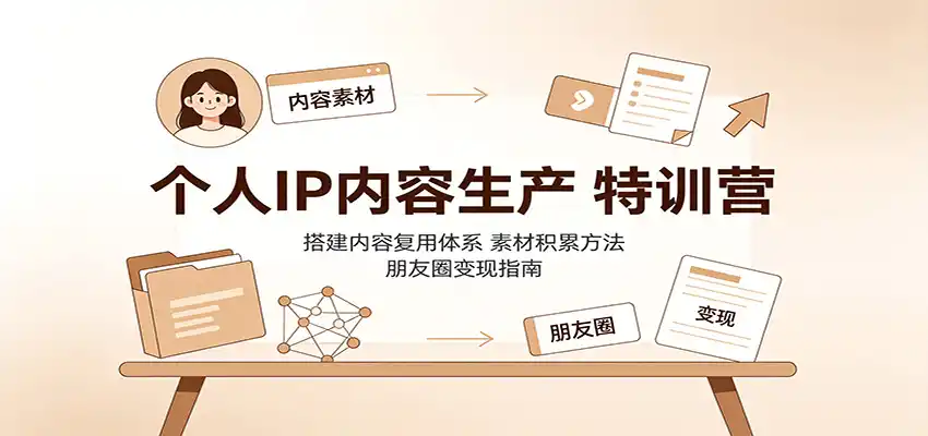 个人IP内容生产特训营：搭建内容复用体系，素材积累方法，朋友圈变现指南-51云资源