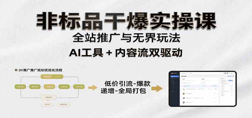 非标品干爆实操课:含多案例及操盘方法,从选品到推广、成交,助力打造爆款实现盈利