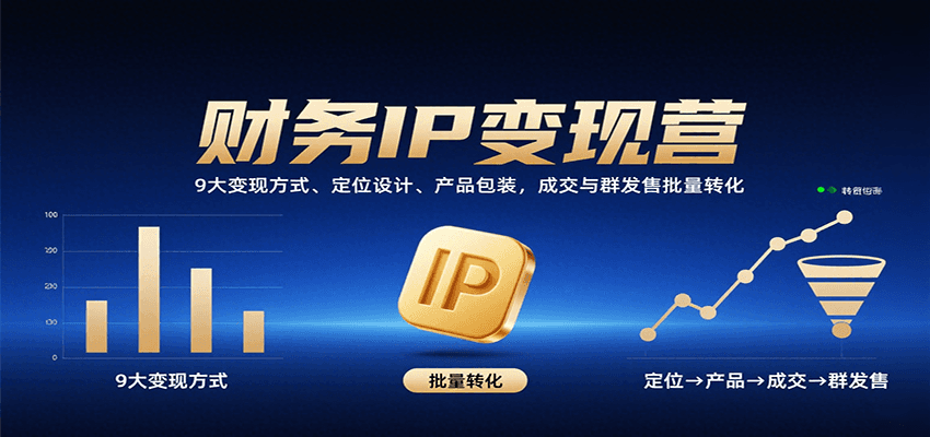 财务IP变现营:9大变现方式、定位设计、产品包装,成交与群发售批量转化-51云资源