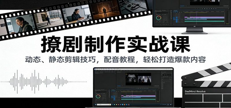 撩剧制作实战课:动态、静态剪辑技巧,配音教程,轻松打造爆款内容-51云资源