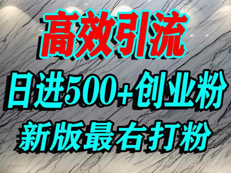 最右打创业粉,百分之九十九同行都不知道的空白蓝海,单人日引500 精准流量-51云资源