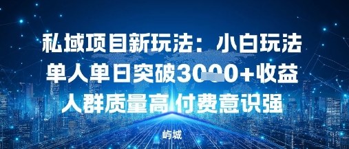 私域项目新玩法：小白玩法单人单日突破1k收益人群质量高付费意识强-51云资源
