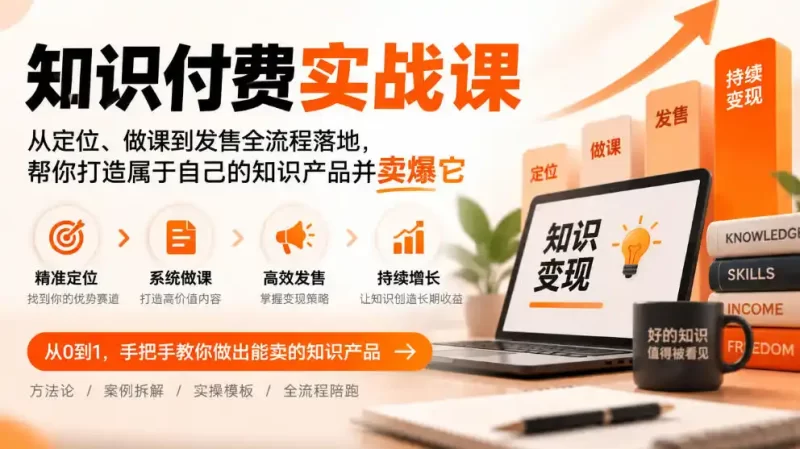 知识付费实战课：从定位、做课到发售全流程落地，帮你打造属于自己的知识产品并卖爆它-51云资源