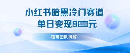 小红书冷门”暗黑”赛道，单日收益多张-51云资源