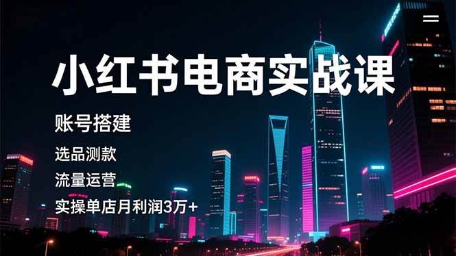 (16615期)小红书电商实战课,账号搭建,选品测款,流量运营,实操月利润3万