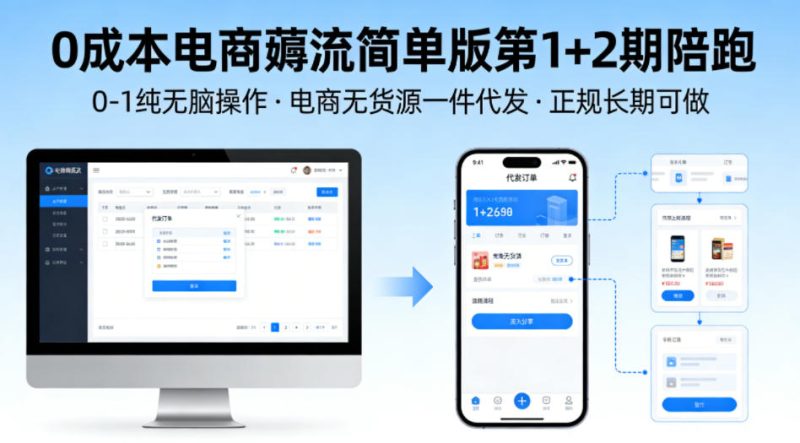 0成本电商薅流简单版第1 2期陪跑,0-1纯无脑操作,电商无货源一件代发,正规长期可做-51云资源