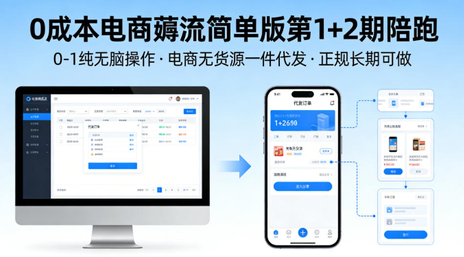 0成本电商薅流简单版第1 2期陪跑,0-1纯无脑操作,电商无货源一件代发,正规长期可做-51云资源