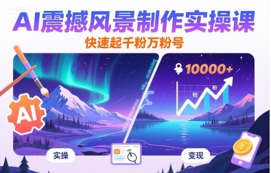 AI震撼风景制作实操课,快速起千粉万粉号-51云资源