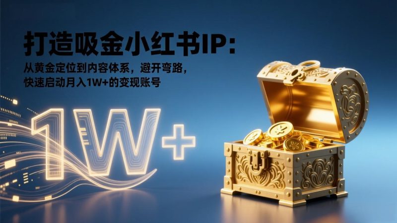 打造吸金小红书IP：从黄金定位到内容体系，避开弯路，快速启动月入1W 的变现账号-51云资源