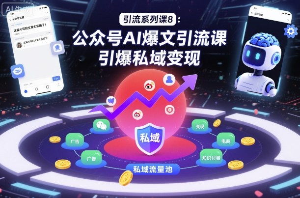 引流系列课8：公众号AI爆文引流课，引爆私域变现-51云资源