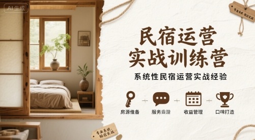 民宿运营实战训练营，系统性民宿运营实战经验-51云资源