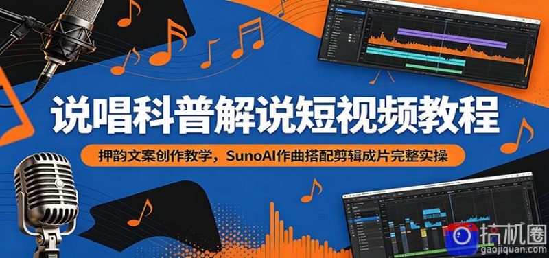 说唱科普解说短视频教程:押韵文案创作教学,SunoAI作曲搭配剪辑成片完整实操-51云资源