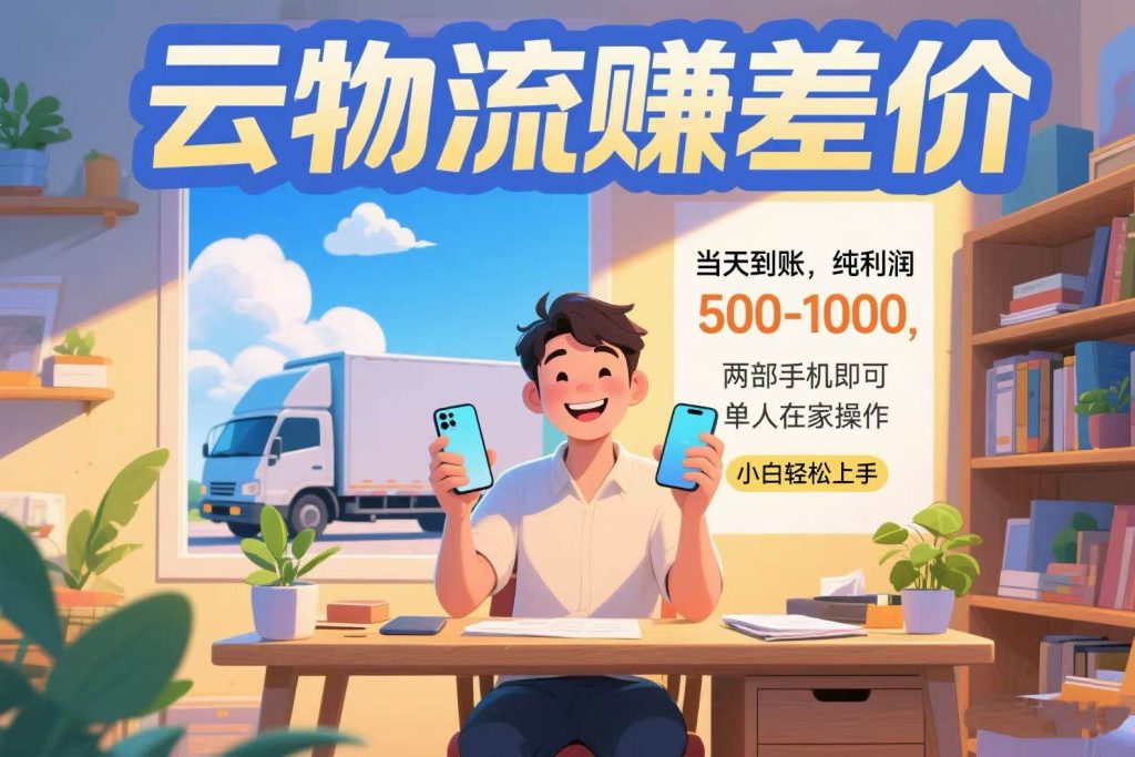 （15492期）云物流赚差价 当天到账纯利润500-1000 两部手机即可 可单人在家操作 小…-51云资源