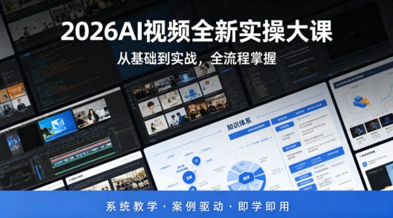 2026AI视频全新实操大课,从基础到实战,全流程掌握,系统教学·案例驱动·即学即用-51云资源