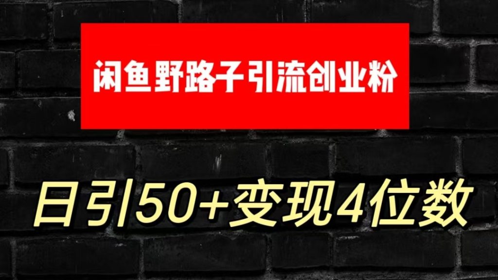 大眼闲鱼野路子引流创业粉,日引50 单日变现四位数-51云资源