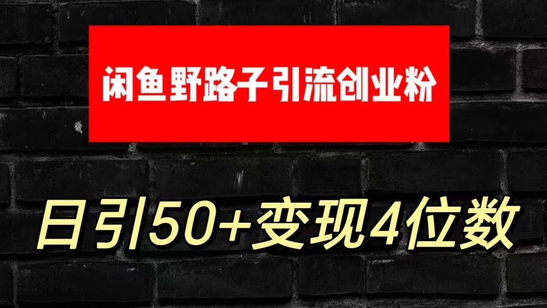 大眼闲鱼野路子引流创业粉，日引50 单日变现四位数