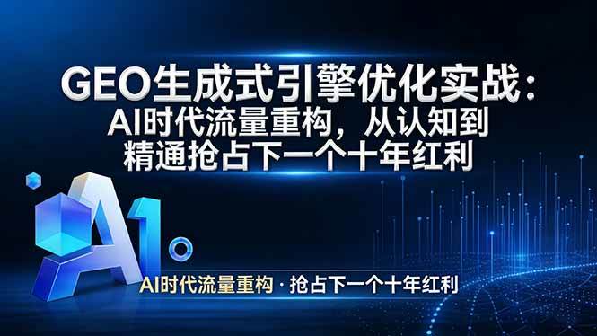 （17708期）GEO 生成式引擎优化实战：AI时代流量重构，从认知到精通抢占下一个十年红利-51云资源