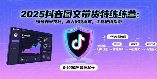 (15861期)2025抖音图文带货特练营:账号养号技巧,真人出镜避坑,工具使用指南