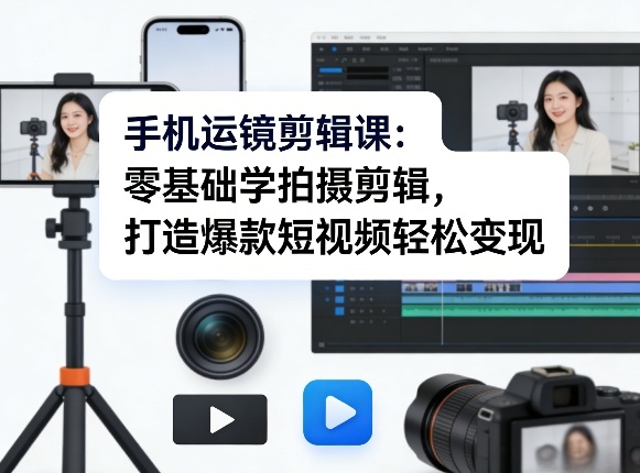 手机运镜剪辑课：零基础学拍摄剪辑，打造爆款短视频轻松变现-51云资源