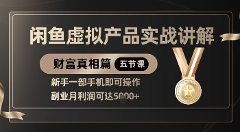 精品！闲鱼虚拟产品实战讲解，新手一部手机即可操作，副业月利润可达5k-51云资源