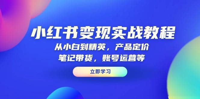 （13923期）小红书变现实战教程：从小白到精英，产品定价，笔记带货，账号运营等-51云资源