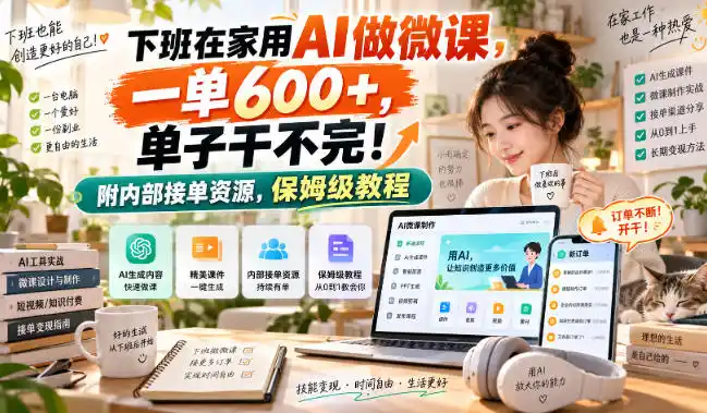 下班在家用AI做微课,一单600 ,单子干不完!附内部接单资源,保姆级教程【揭秘】-51云资源