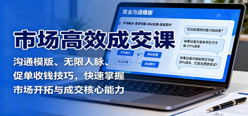 市场高效成交课:沟通模版、无限人脉、促单收钱技巧,快速掌握市场开拓与成交核心能力-51云资源