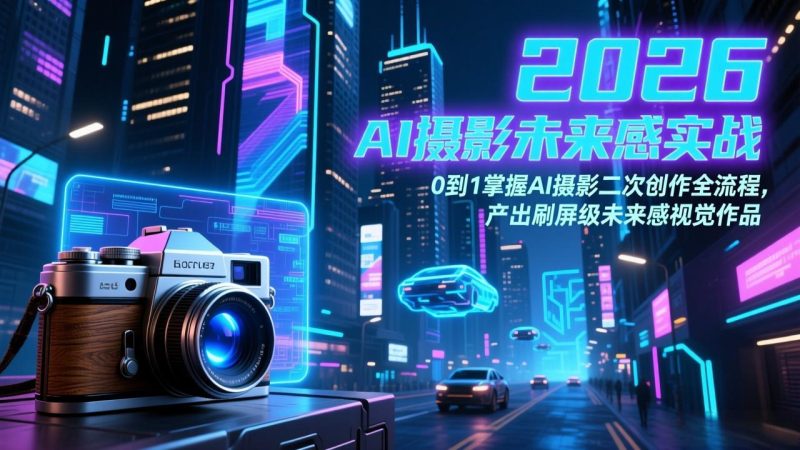 2026 AI摄影未来感实战:0到1掌握AI摄影二次创作全流程,产出刷屏级未来感视觉作品-51云资源
