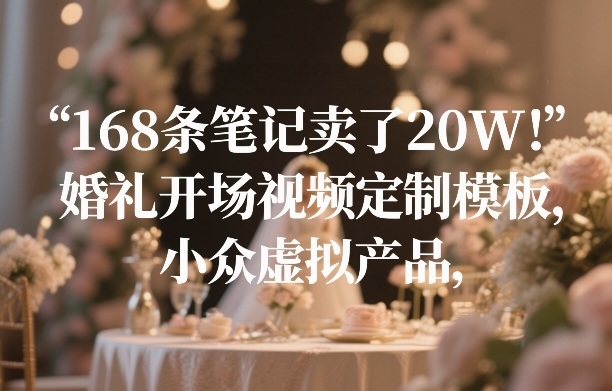 168条笔记卖了20W！婚礼开场视频定制模板，小众虚拟产品-51云资源