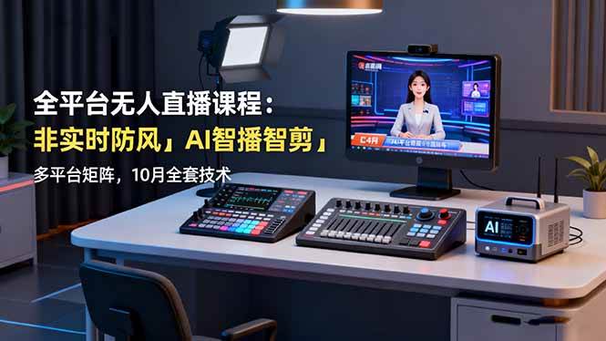 （16414期）全平台无人直播课程：非实时防风＋AI智播智剪＋多平台矩阵，10月全套技术-51云资源